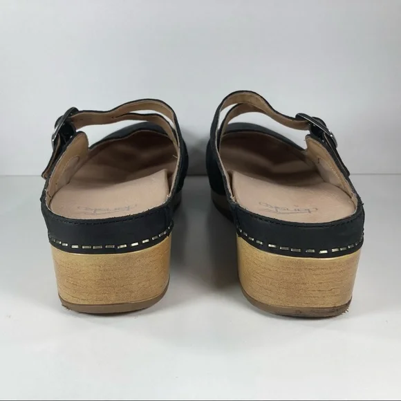 Dansko Britney Burnished Nubuck Black Leather Clogs Women’s Sz EU 42 US 11.5-12 - Picture 5 of 9